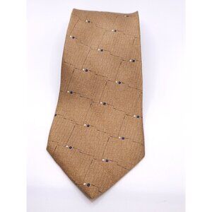 Bill Blass NEO Men's Silk Tie Gold, Tan & Blue Geometric Pattern